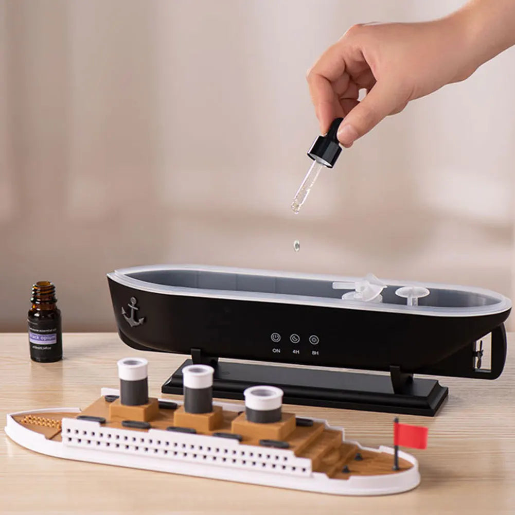 250ml Ocean Liner Essential Oil Diffuser with Remote Control Aromatherapy Diffuser Auto Shut-Off Night Light for Home Room