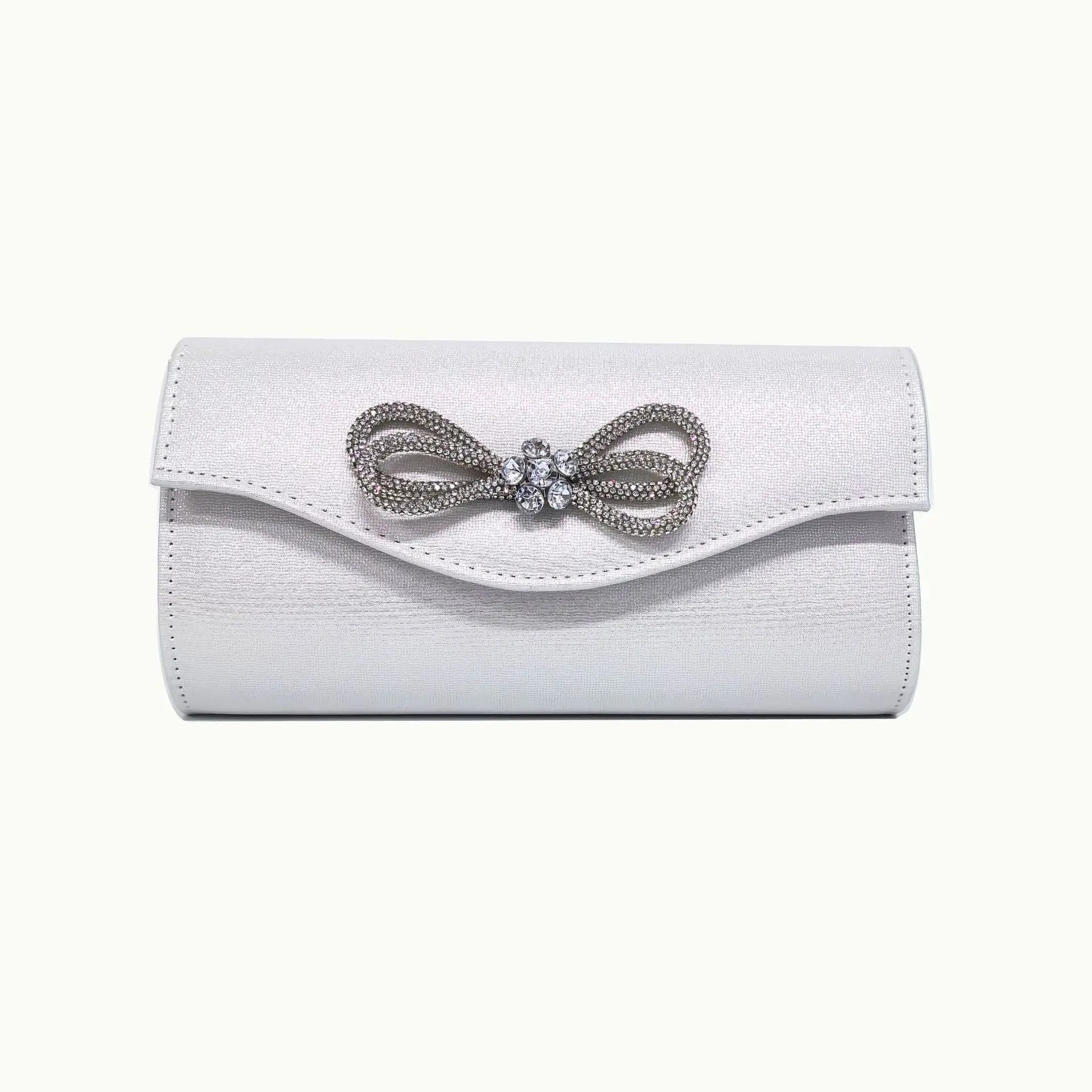 Free shipping!!!PU Leather & Polyester Easy Matching Clutch BagLovely Jewelry with chain & with rhinestone bowknot pattern