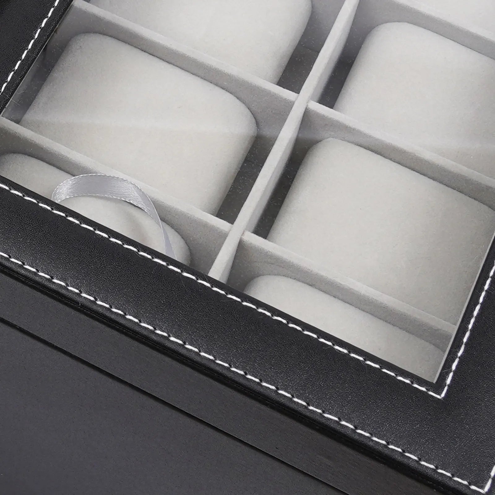 Bymaocar Black 3-Tier Drawer Jewelry Box, 12-Slot Watch Organizer W/ PU Leather & Metal Clasp, Eyeglass & Sunglass Storage Case