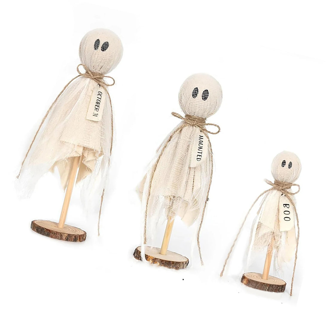 Ghost Wooden Stand Crafts Home Ambience Ornaments Spooky Wooden Decor for Indoor Shopping Centre