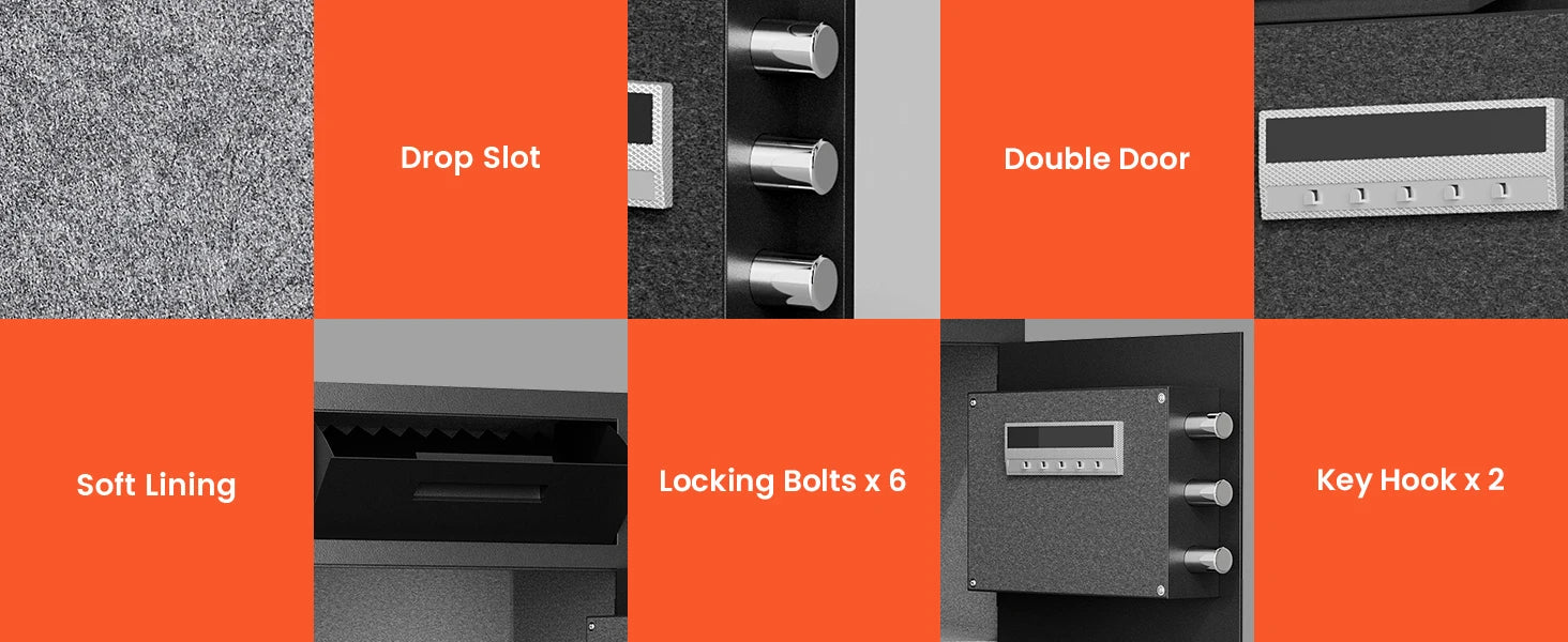 Kavey 6.5 Cub Large Safe with Depository Drop Slot, Digital Keypad & Dual Alarm, Home Safe for Documents Cash, Jewelry