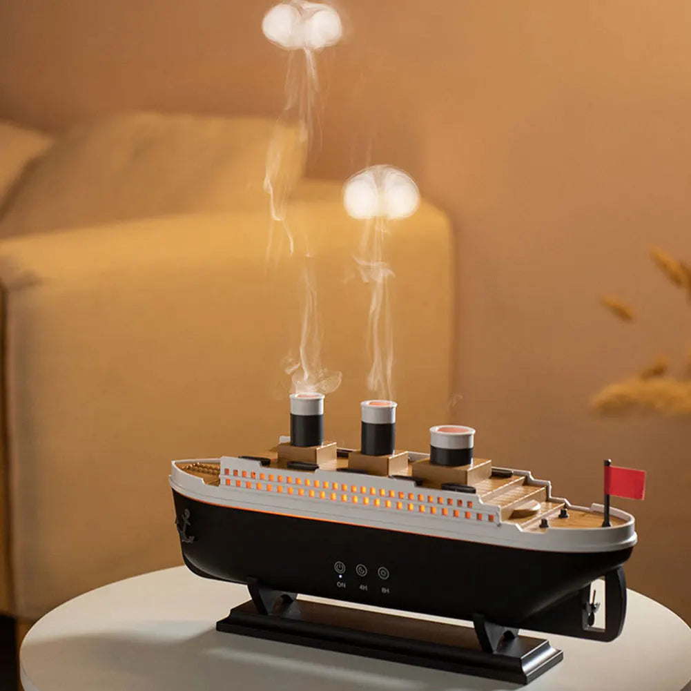 250ml Ocean Liner Essential Oil Diffuser with Remote Control Aromatherapy Diffuser Auto Shut-Off Night Light for Home Room