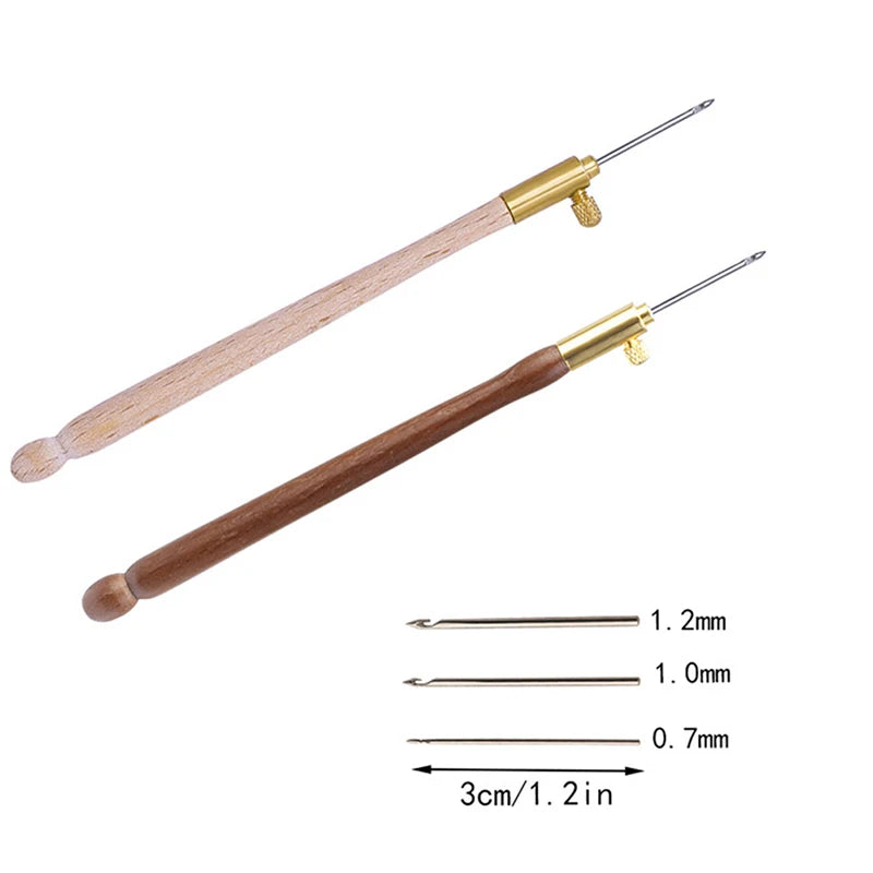 1set Embroidery Tambour Hook With 3 Needles Metal Pen Embroidery Cross Stitch Craft Kit French Crochet For Diy Sewing Knitting