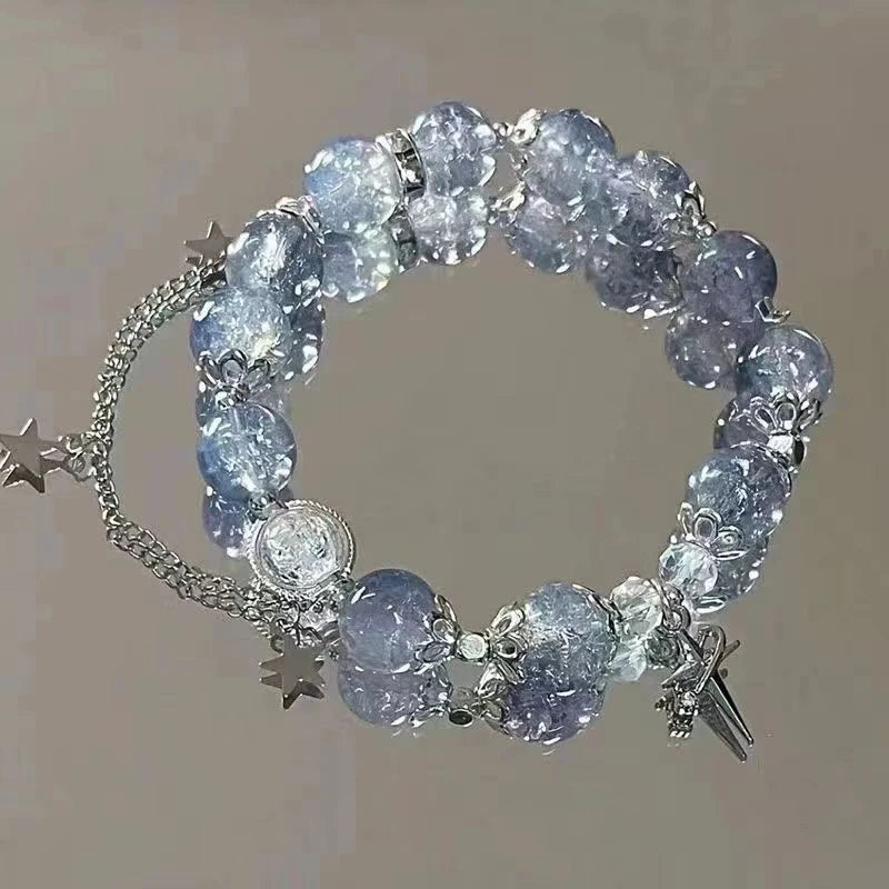 Star Pendant Tassels Bracelet Trend Sweet Crystal Beaded Bracelet For Women Girls Fashion Light Luxury Jewelry Gifts