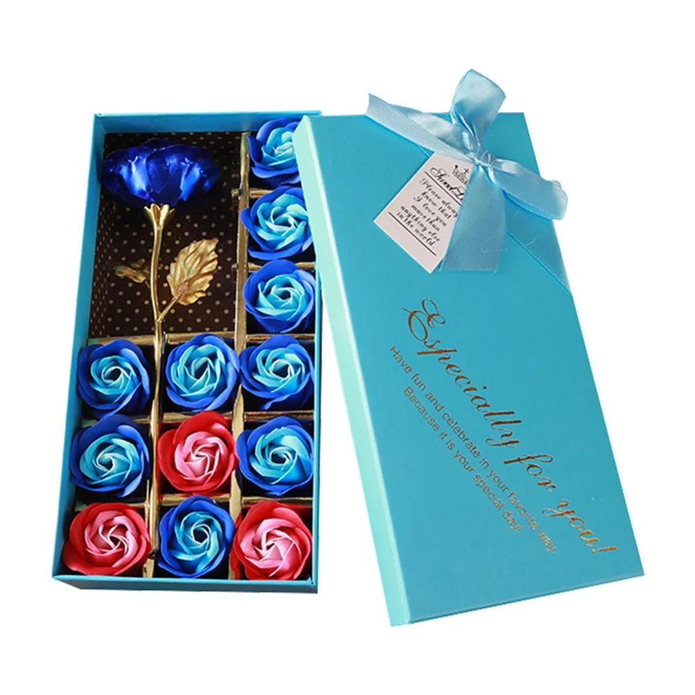12pcs Handmade Soap Flower Gift Box DIY Artificial Scent Rose Carnation Flowers for Valentine's Day Wedding Party Decoration